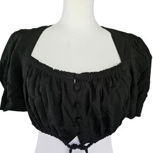 Free People Black Crop Top with Tassel Ties